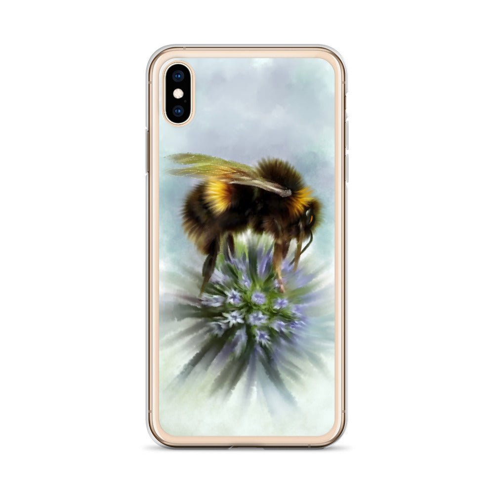 Bumble Bee Flower Floral Art with Purple Allium iPhone Case Gift Idea