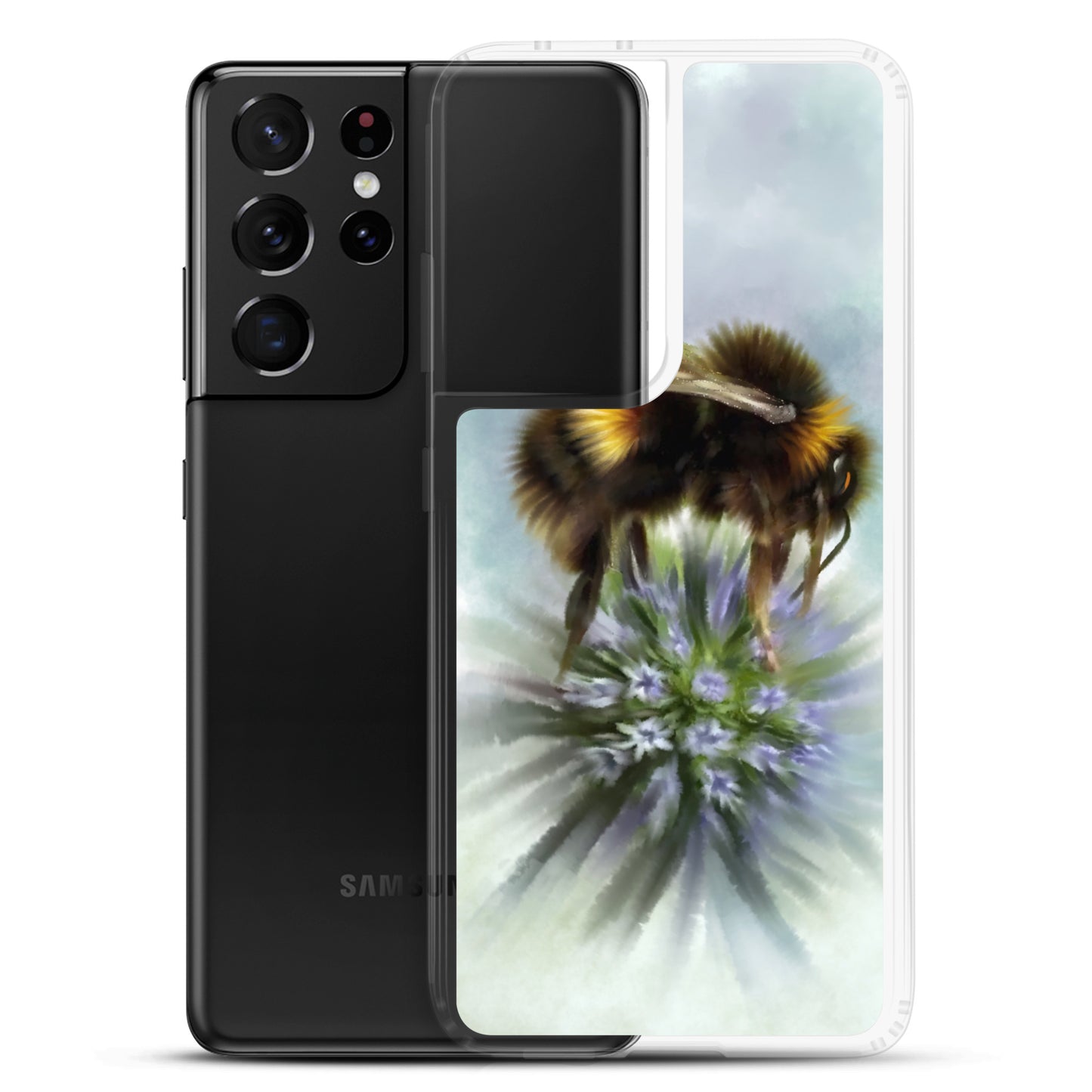 Bumble Bee Flower Floral Art with Purple Allium Samsung Case Gift Idea